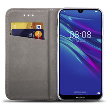 Cargar imagen en el visor de la galería, Moozy Case Flip Cover for Huawei Y6 2019, Gold - Smart Magnetic Flip Case with Card Holder and Stand
