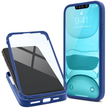 Load image into Gallery viewer, Moozy 360 Case for iPhone 13 - Blue Rim Transparent Case, Full Body Double-sided Protection, Cover with Built-in Screen Protector
