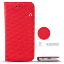 Load image into Gallery viewer, Moozy Case Flip Cover for Samsung A10, Red - Smart Magnetic Flip Case with Card Holder and Stand
