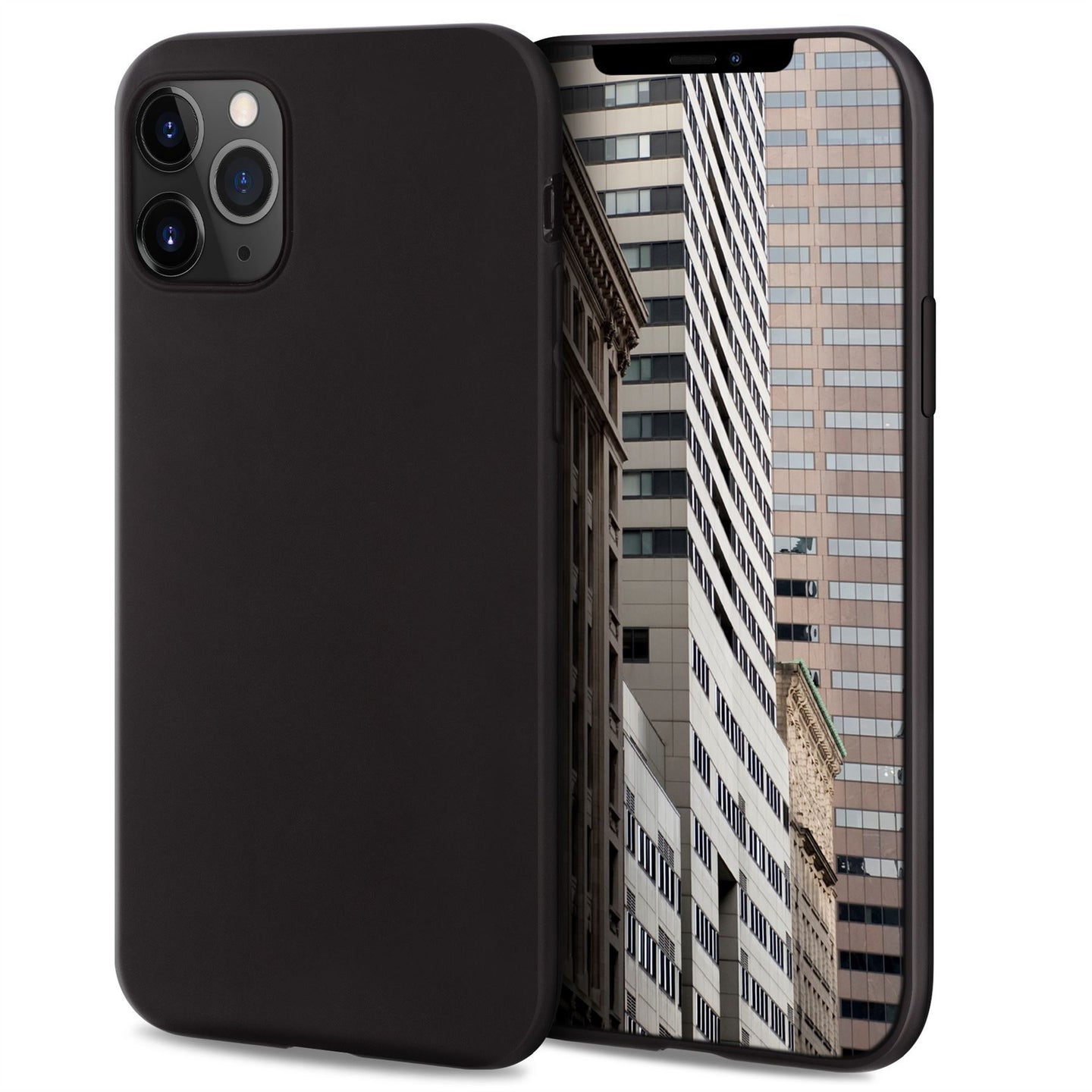 Moozy Lifestyle. Designed for iPhone 12 Pro Max Case, Black - Liquid Silicone Cover with Matte Finish and Soft Microfiber Lining