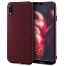 Ladda upp bild till gallerivisning, Moozy Minimalist Series Silicone Case for Huawei Y6 2019, Wine Red - Matte Finish Slim Soft TPU Cover
