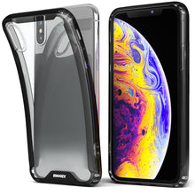 Załaduj obraz do przeglądarki galerii, Moozy Xframe Shockproof Case for iPhone X / iPhone XS - Black Rim Transparent Case, Double Colour Clear Hybrid Cover with Shock Absorbing TPU Rim
