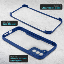 Załaduj obraz do przeglądarki galerii, Moozy 360 Case for Samsung S22 - Blue Rim Transparent Case, Full Body Double-sided Protection, Cover with Built-in Screen Protector
