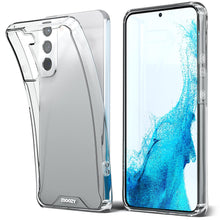 Carica l&#39;immagine nel visualizzatore di Gallery, Moozy Xframe Shockproof Case for Samsung S22 - Transparent Rim Case, Double Colour Clear Hybrid Cover with Shock Absorbing TPU Rim
