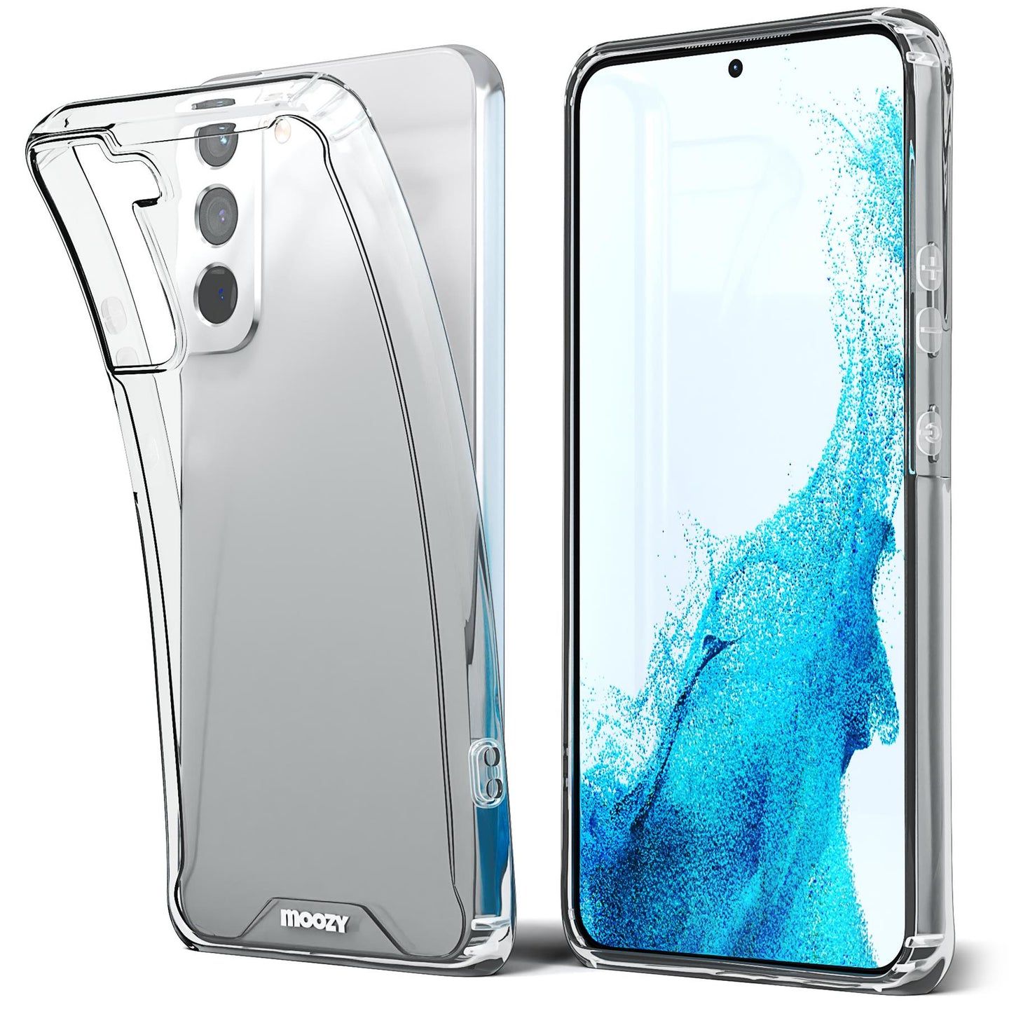 Moozy Xframe Shockproof Case for Samsung S22 - Transparent Rim Case, Double Colour Clear Hybrid Cover with Shock Absorbing TPU Rim