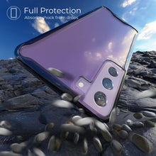 Ladda upp bild till gallerivisning, Moozy Xframe Shockproof Case for Samsung S21 FE - Black Rim Transparent Case, Double Colour Clear Hybrid Cover with Shock Absorbing TPU Rim
