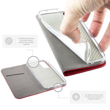 Carica l&#39;immagine nel visualizzatore di Gallery, Moozy Case Flip Cover for Samsung A52, Samsung A52 5G, Red - Smart Magnetic Flip Case Flip Folio Wallet Case
