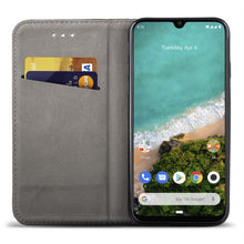 Carica l&#39;immagine nel visualizzatore di Gallery, Moozy Case Flip Cover for Xiaomi Mi A3, Black - Smart Magnetic Flip Case with Card Holder and Stand
