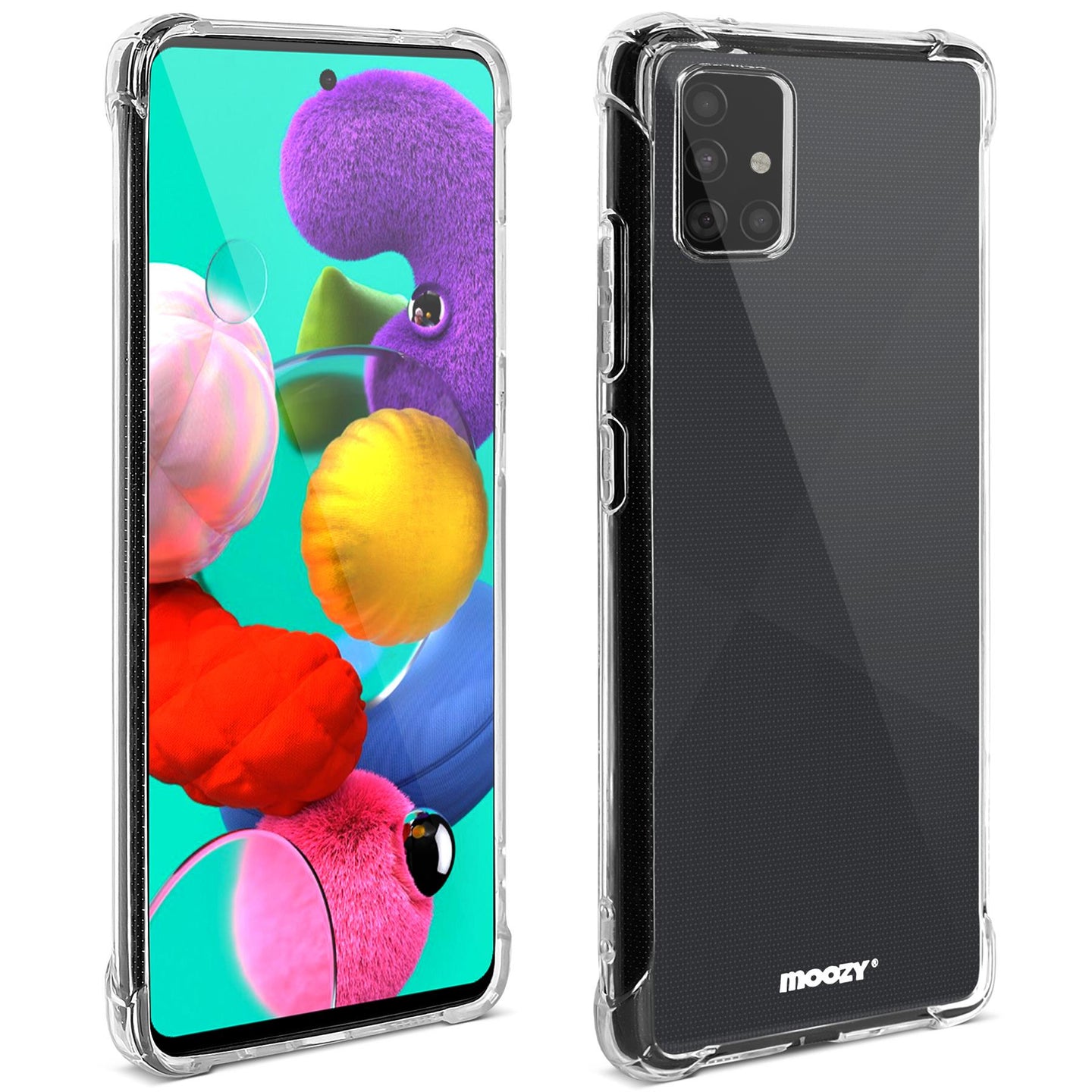 Moozy Shock Proof Silicone Case for Samsung A51 - Transparent Crystal Clear Phone Case Soft TPU Cover