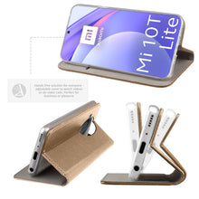 Cargar imagen en el visor de la galería, Moozy Case Flip Cover for Xiaomi Mi 10T Lite 5G, Gold - Smart Magnetic Flip Case with Card Holder and Stand
