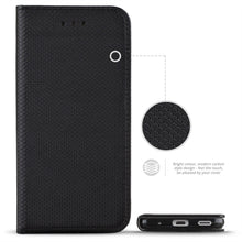 Cargar imagen en el visor de la galería, Moozy Case Flip Cover for Sony Xperia XA2, Black - Smart Magnetic Flip Case with Card Holder and Stand
