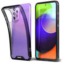 Carica l&#39;immagine nel visualizzatore di Gallery, Moozy Xframe Shockproof Case for Samsung A52s 5G and Samsung A52 - Black Rim Transparent Case, Double Colour Clear Hybrid Cover with Shock Absorbing TPU Rim
