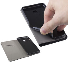 Cargar imagen en el visor de la galería, Moozy Case Flip Cover for Samsung J3 2017, Black - Smart Magnetic Flip Case with Card Holder and Stand
