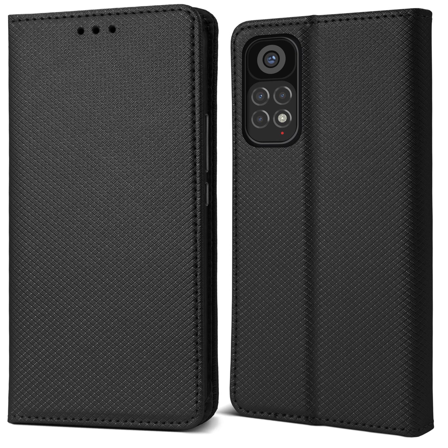 Moozy Case Flip Cover for Xiaomi Redmi Note 11 / 11S, Black - Smart Magnetic Flip Case Flip Folio Wallet Case with Card Holder and Stand, Credit Card Slots, Kickstand Function