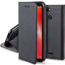 Load image into Gallery viewer, Moozy Case Flip Cover for Xiaomi Redmi 6, Black - Smart Magnetic Flip Case with Card Holder and Stand
