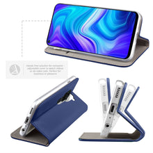 Load image into Gallery viewer, Moozy Case Flip Cover for Xiaomi Redmi Note 9, Dark Blue - Smart Magnetic Flip Case with Card Holder and Stand
