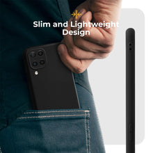 Lade das Bild in den Galerie-Viewer, Moozy Minimalist Series Silicone Case for Samsung A12, Black - Matte Finish Lightweight Mobile Phone Case Slim Soft Protective

