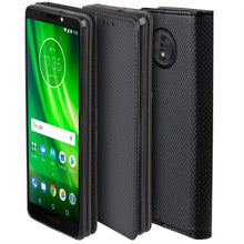 Load image into Gallery viewer, Moozy Case Flip Cover for Motorola Moto G6, Moto 1S, Black - Smart Magnetic Flip Case with Card Holder and Stand
