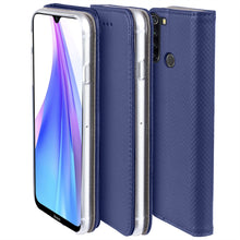 Charger l&#39;image dans la galerie, Moozy Case Flip Cover for Xiaomi Redmi Note 8T, Dark Blue - Smart Magnetic Flip Case with Card Holder and Stand
