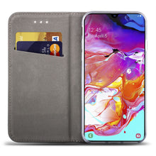 Carica l&#39;immagine nel visualizzatore di Gallery, Moozy Case Flip Cover for Samsung A70, Gold - Smart Magnetic Flip Case with Card Holder and Stand
