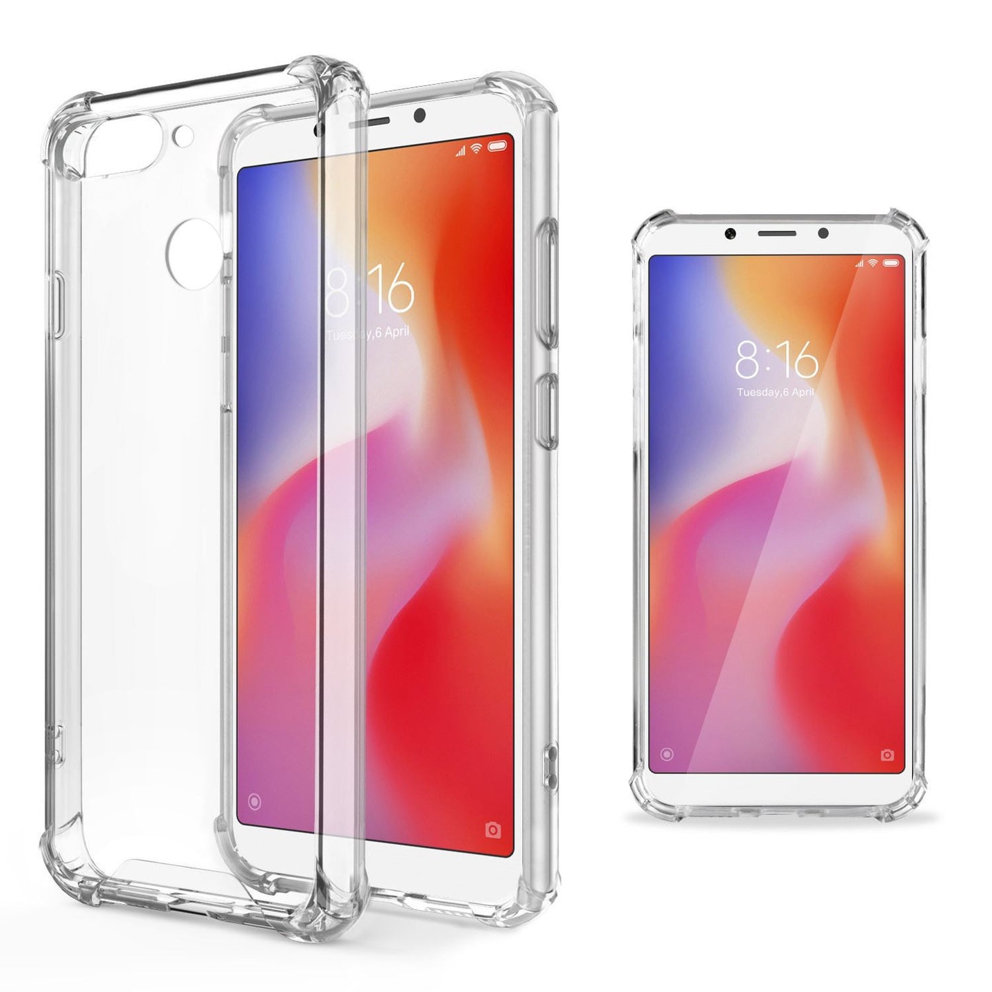 Moozy Shock Proof Silicone Case for Xiaomi Redmi 6 - Transparent Crystal Clear Phone Case Soft TPU Cover