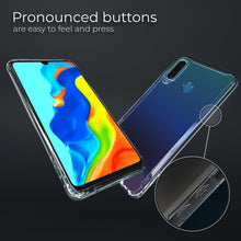 Carica l&#39;immagine nel visualizzatore di Gallery, Moozy Xframe Shockproof Case for Huawei P30 Lite - Transparent Rim Case, Double Colour Clear Hybrid Cover with Shock Absorbing TPU Rim
