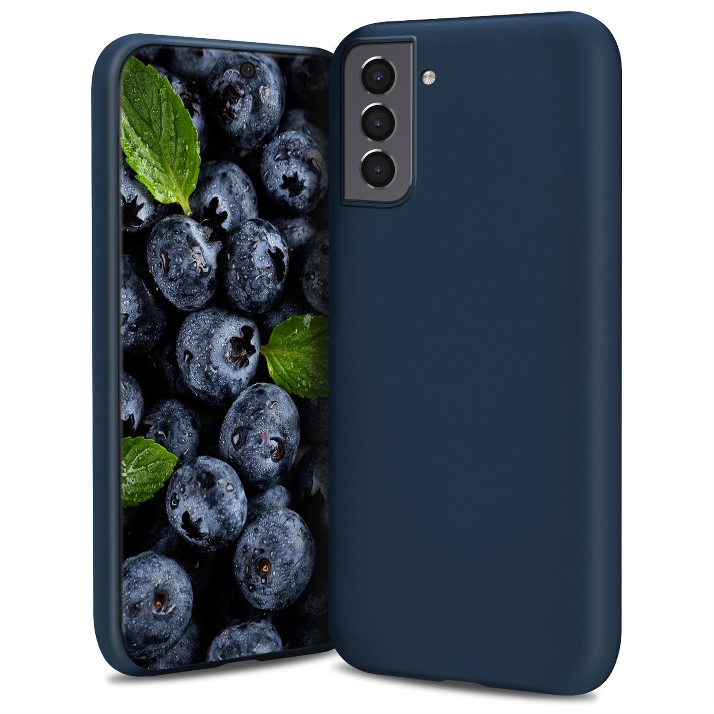 Moozy Lifestyle. Designed for Samsung S21 5G, Samsung S21 Case, Midnight Blue - Liquid Silicone Cover with Matte Finish and Soft Microfiber Lining