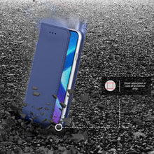 Załaduj obraz do przeglądarki galerii, Moozy Case Flip Cover for Huawei Honor 8X, Dark Blue - Smart Magnetic Flip Case with Card Holder and Stand
