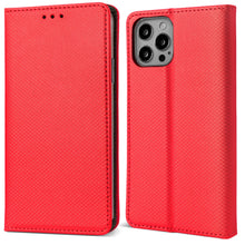 Afbeelding in Gallery-weergave laden, Moozy Case Flip Cover for iPhone 14 Pro, Red - Smart Magnetic Flip Case Flip Folio Wallet Case with Card Holder and Stand, Credit Card Slots, Kickstand Function
