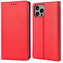 Cargar imagen en el visor de la galería, Moozy Case Flip Cover for iPhone 14 Pro, Red - Smart Magnetic Flip Case Flip Folio Wallet Case with Card Holder and Stand, Credit Card Slots, Kickstand Function
