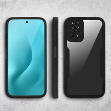 Załaduj obraz do przeglądarki galerii, Moozy 360 Case for Xiaomi Redmi Note 11 and 11S - Black Rim Transparent Case, Full Body Double-sided Protection, Cover with Built-in Screen Protector
