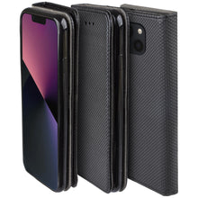 Carica l&#39;immagine nel visualizzatore di Gallery, Moozy Case Flip Cover for iPhone 13 Mini, Black - Smart Magnetic Flip Case Flip Folio Wallet Case with Card Holder and Stand, Credit Card Slots10,99
