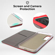 Carica l&#39;immagine nel visualizzatore di Gallery, Moozy Case Flip Cover for Xiaomi 11T and Xiaomi 11T Pro, Red - Smart Magnetic Flip Case Flip Folio Wallet Case with Card Holder and Stand, Credit Card Slots, Kickstand Function
