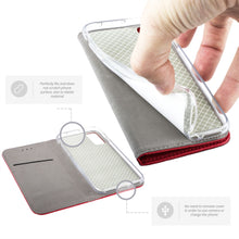 Carica l&#39;immagine nel visualizzatore di Gallery, Moozy Case Flip Cover for Samsung A51, Red - Smart Magnetic Flip Case with Card Holder and Stand
