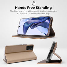Lade das Bild in den Galerie-Viewer, Moozy Case Flip Cover for Xiaomi 11T and Xiaomi 11T Pro, Gold - Smart Magnetic Flip Case Flip Folio Wallet Case with Card Holder and Stand, Credit Card Slots, Kickstand Function
