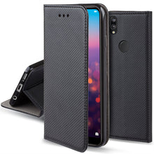 Charger l&#39;image dans la galerie, Moozy Case Flip Cover for Huawei P20 Lite, Black - Smart Magnetic Flip Case with Card Holder and Stand
