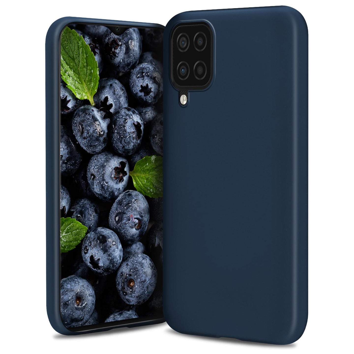 Moozy Lifestyle. Designed for Samsung A12 Case, Midnight Blue - Liquid Silicone Lightweight Cover with Matte Finish