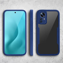 Załaduj obraz do przeglądarki galerii, Moozy 360 Case for Xiaomi 12 Pro - Blue Rim Transparent Case, Full Body Double-sided Protection, Cover with Built-in Screen Protector
