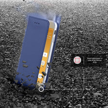 Załaduj obraz do przeglądarki galerii, Moozy Case Flip Cover for Samsung A5 2017, Dark Blue - Smart Magnetic Flip Case with Card Holder and Stand
