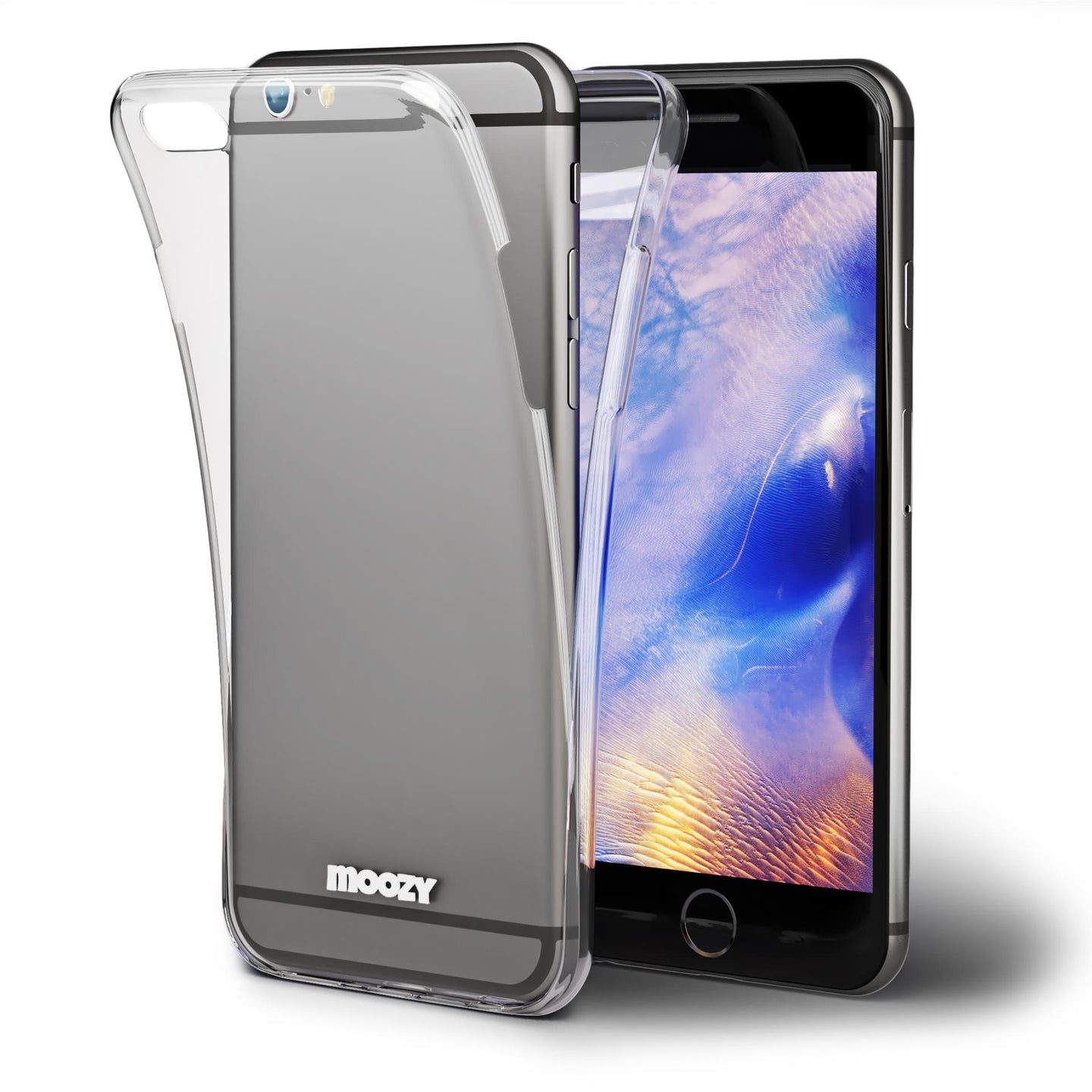 Moozy 360 Degree Case for iPhone 6s, iPhone 6 - Full body Front and Back Slim Clear Transparent TPU Silicone Gel Cover