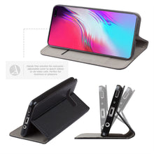 Carica l&#39;immagine nel visualizzatore di Gallery, Moozy Case Flip Cover for Samsung S10, Black - Smart Magnetic Flip Case with Card Holder and Stand
