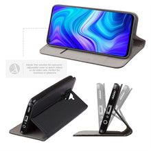 Load image into Gallery viewer, Moozy Case Flip Cover for Xiaomi Redmi Note 9, Black - Smart Magnetic Flip Case with Card Holder and Stand
