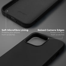 Charger l&#39;image dans la galerie, Moozy Lifestyle. Silicone Case for iPhone 14 Pro, Black - Liquid Silicone Lightweight Cover with Matte Finish and Soft Microfiber Lining, Premium Silicone Case
