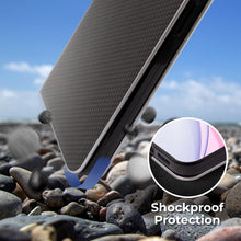 Cargar imagen en el visor de la galería, Moozy Wallet Case for iPhone 12 mini, Black Carbon – Metallic Edge Protection Magnetic Closure Flip Cover with Card Holder
