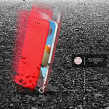 Załaduj obraz do przeglądarki galerii, Moozy Case Flip Cover for Samsung A21s, Red - Smart Magnetic Flip Case with Card Holder and Stand
