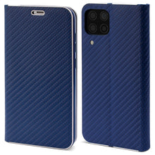Lade das Bild in den Galerie-Viewer, Moozy Wallet Case for Huawei P40 Lite, Dark Blue Carbon – Metallic Edge Protection Magnetic Closure Flip Cover with Card Holder

