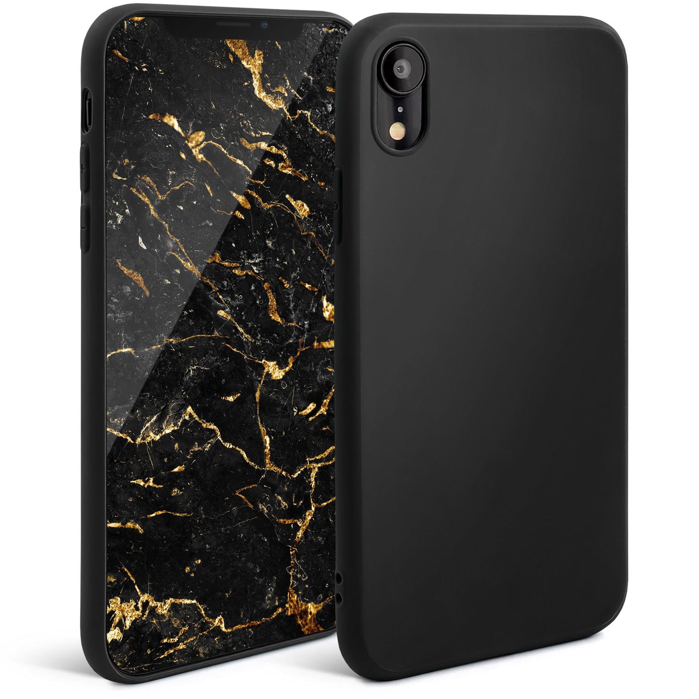 Moozy Minimalist Series Silicone Case for iPhone XR, Black - Matte Finish Slim Soft TPU Cover