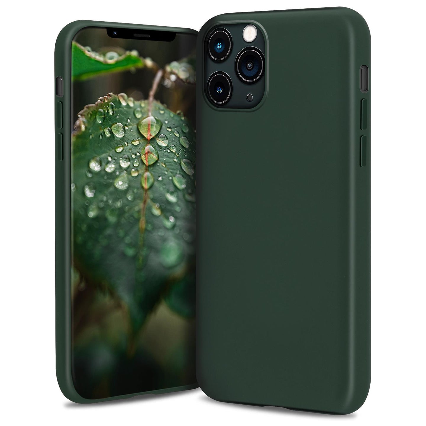 Moozy Lifestyle. Silicone Case for iPhone 13 Pro, Dark Green - Liquid Silicone Lightweight Cover with Matte Finish
