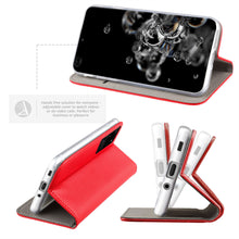 Cargar imagen en el visor de la galería, Moozy Case Flip Cover for Samsung S20 Ultra, Red - Smart Magnetic Flip Case with Card Holder and Stand
