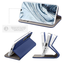 Lade das Bild in den Galerie-Viewer, Moozy Case Flip Cover for Xiaomi Mi 10 and Xiaomi Mi 10 Pro, Dark Blue - Smart Magnetic Flip Case with Card Holder and Stand
